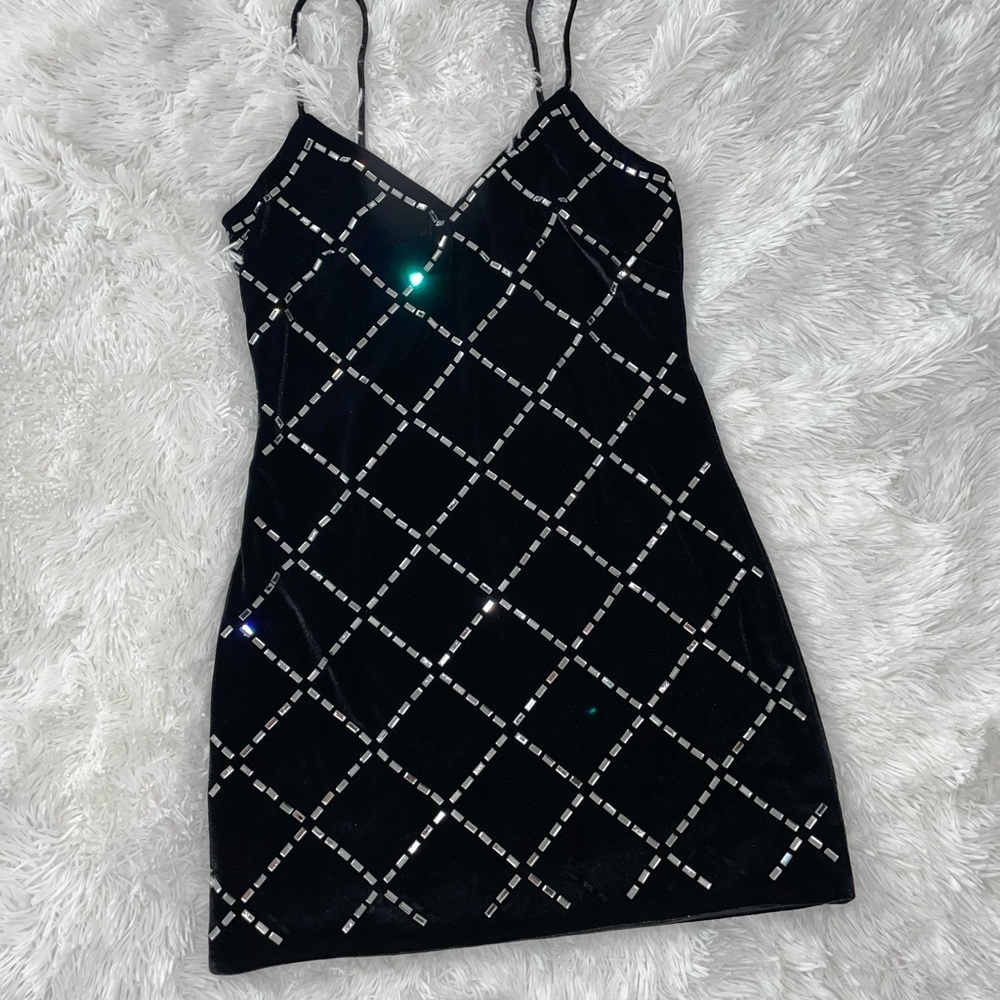 Chic Black and Silver Mini Dress